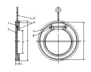 H74W薄型對夾止回閥(圖1) H74W薄型對夾止回閥(圖1)